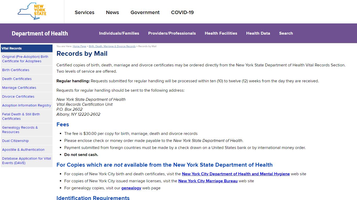 Ordering Birth, Death, Marriage & Divorce Records by Mail - New York ...